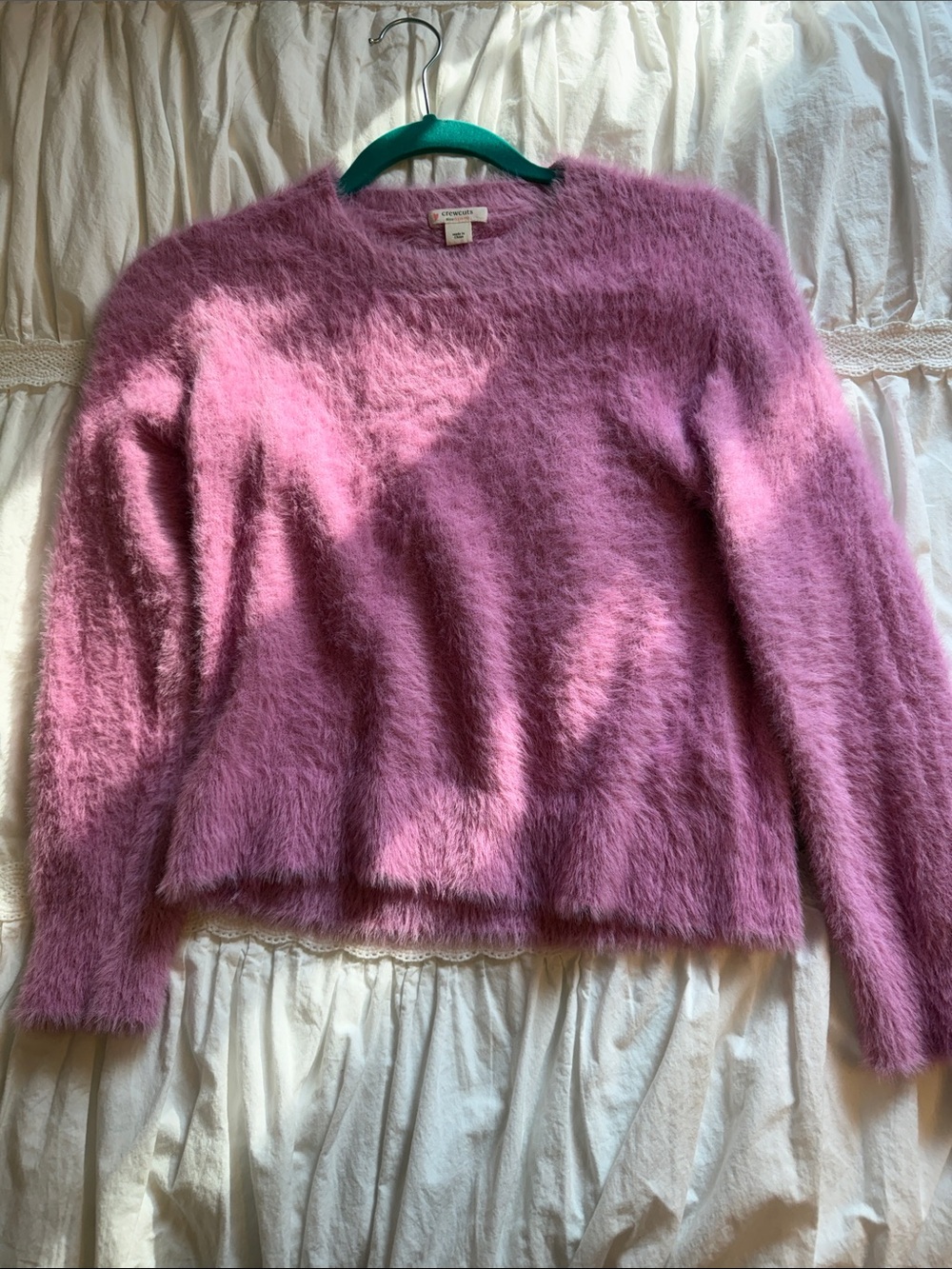 Crewcuts Plush Fuzzy Crewneck Sweater - Pink Mauve